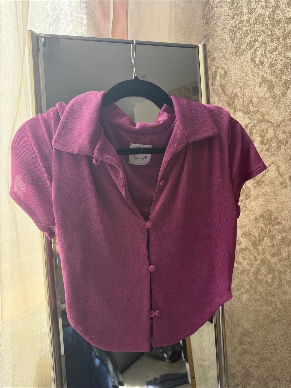With Jean Crop Button-Up Top